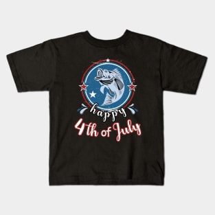 Happy 4Th of July Funny Fish Retro Kids T-Shirt